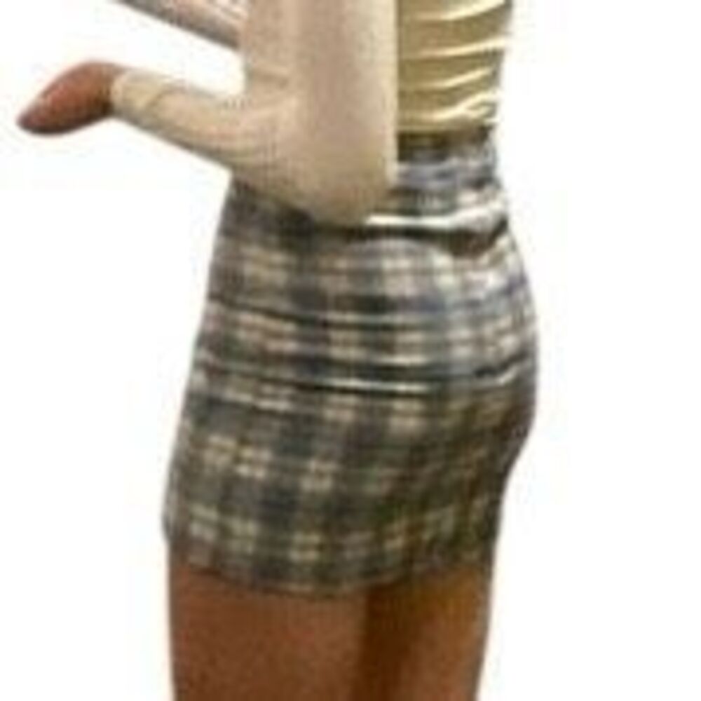Shein Blue Cream Plaid Mini Skirt - sz xs - Picture 6 of 13